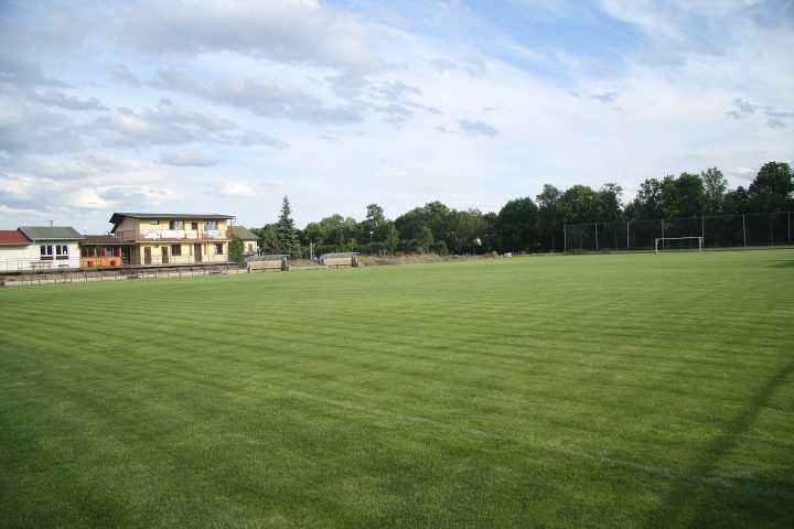 Overview of soccer field near Veleslavínova street in Jaroměřice nad Rokytnou, Třebíč District.